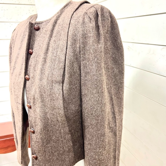 Vintage wool jacket brown tweed retro size 9 - Picture 7 of 9